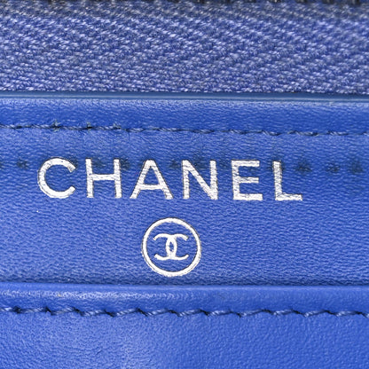 Chanel Patent Quilted Large Gusset Zip Around Wallet Blue 6 of 9