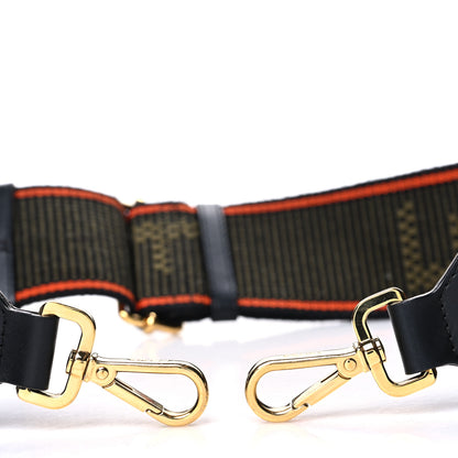 Fendi Cannete Ribbon Poly Vitello Century Logo Adjustable Strap You Green Red 3 of 5
