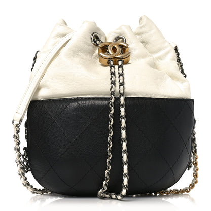 Chanel Aged Calfskin Quilted Small Gabrielle Bucket White Black 1 of 10