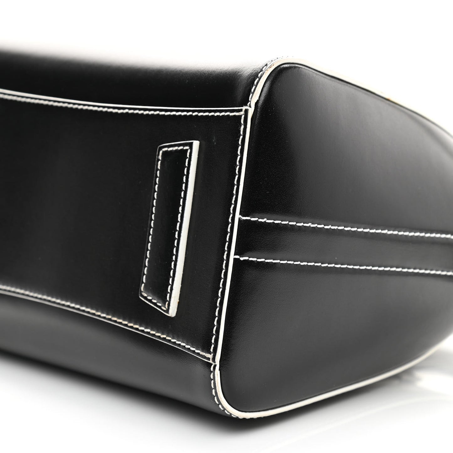 Calfskin Contrast Topstitch Small Antigona Black White