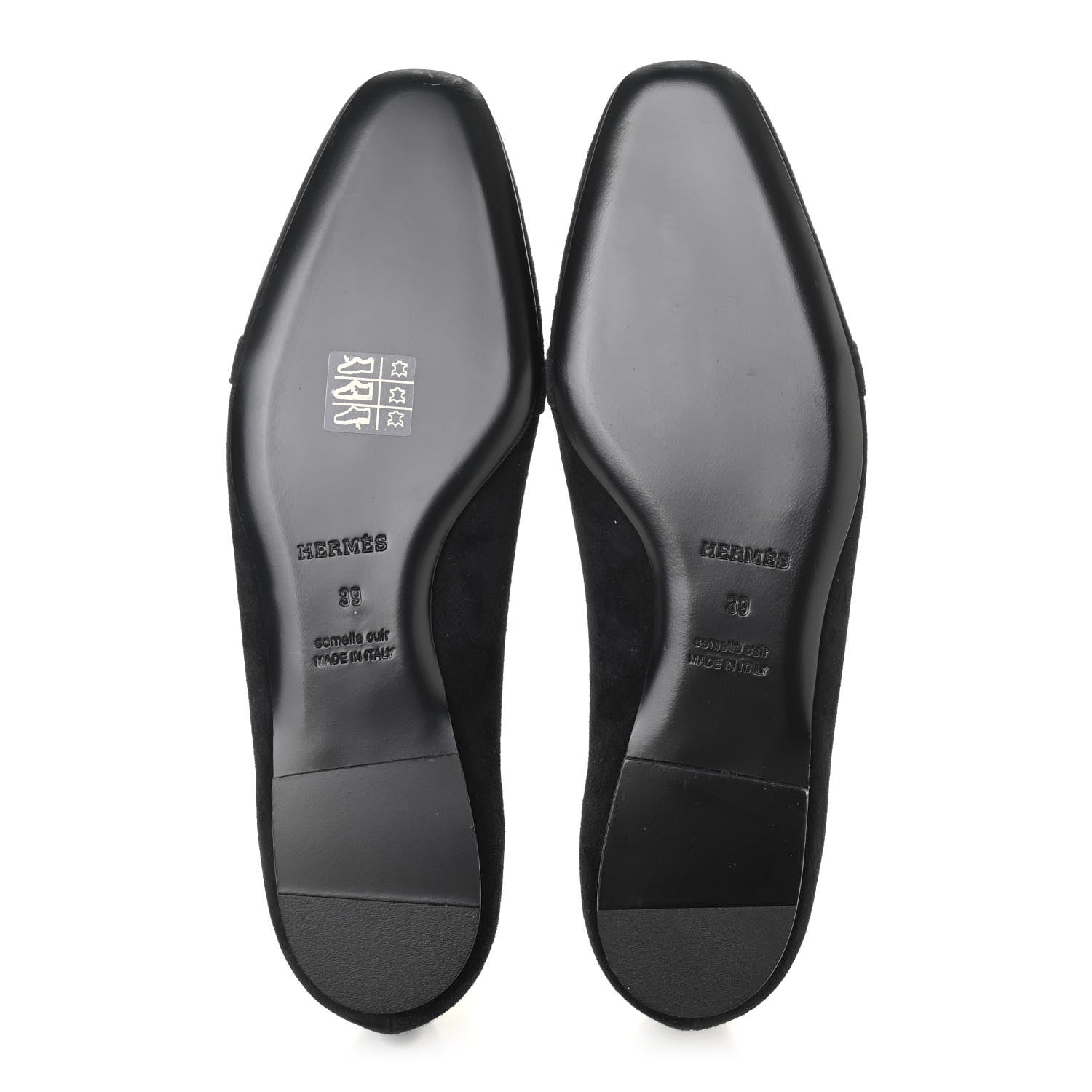 Hermes Suede Goatskin Bilbao Ballerina Flats 39 Black 5 of 9