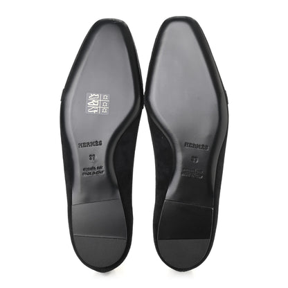 Hermes Suede Goatskin Bilbao Ballerina Flats 39 Black 5 of 9