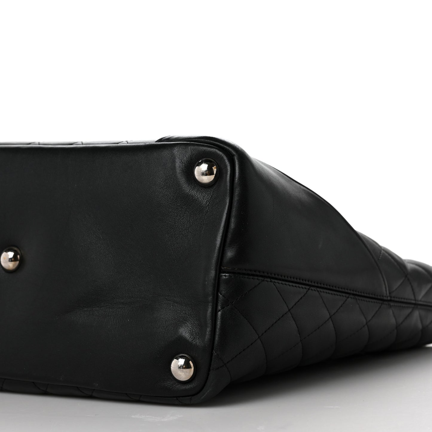 Calfskin Quilted Large Cambon Tote Black White