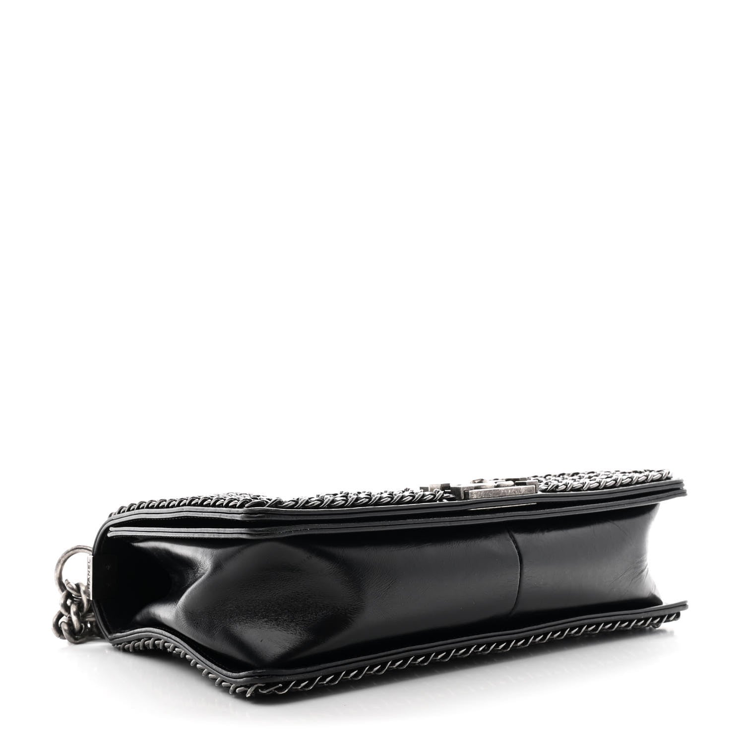 Chanel Glazed Calfskin Quilted New Medium Boy Chained Flap Black 4 of 10