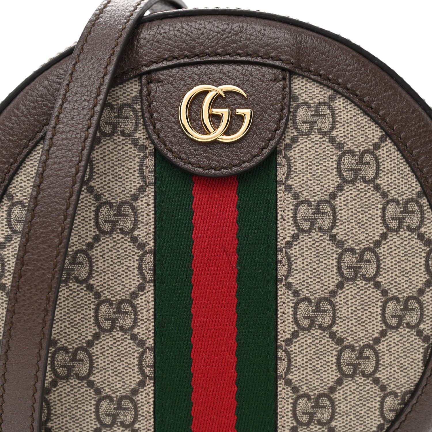Gucci GG Supreme Monogram Web Mini Ophidia Round Shoulder Bag Brown 8 of 10