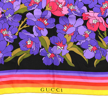 Gucci Silk Degrade Floral Square Scarf Black Multicolor 2 of 5