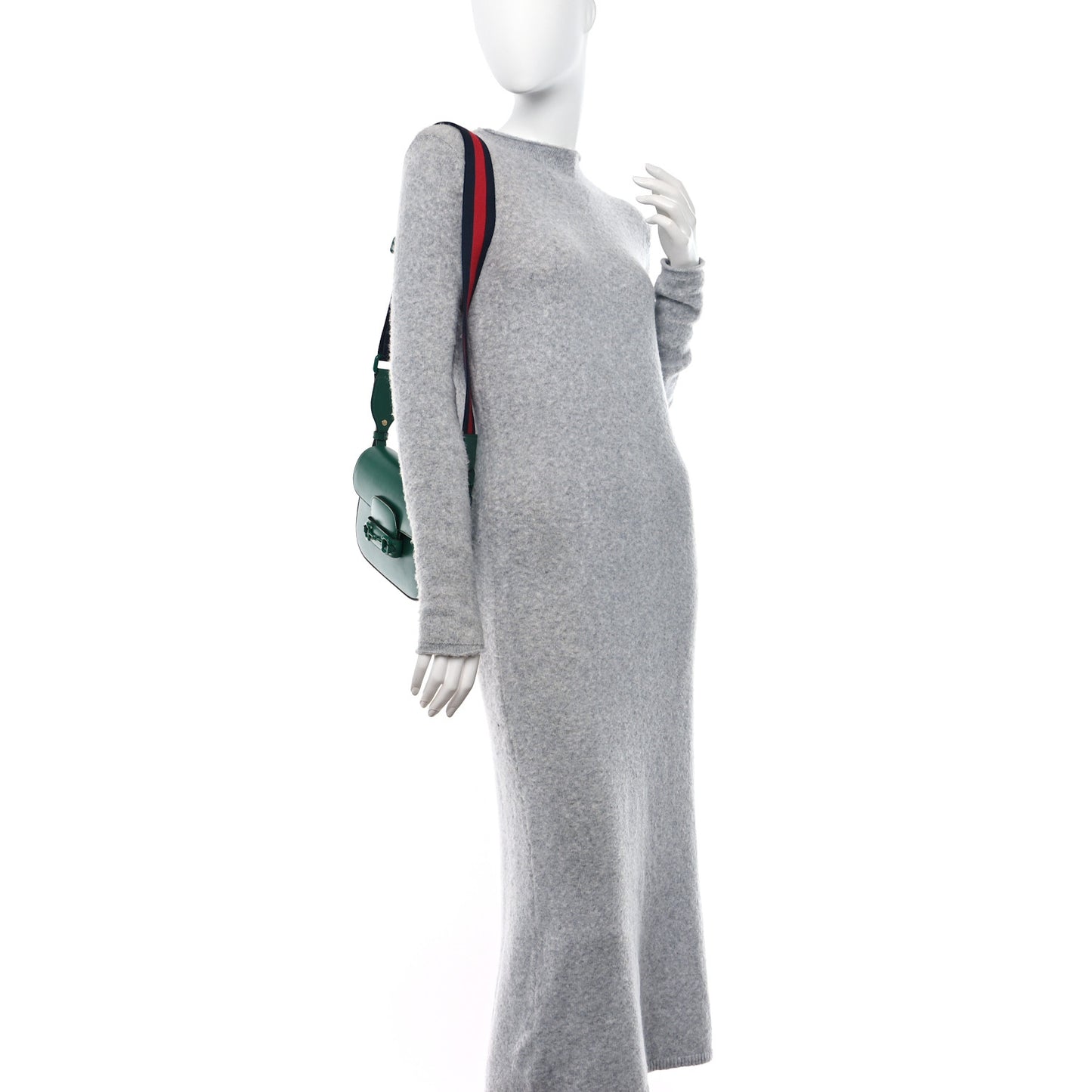 Azalea Calfskin Web Monochrome Horsebit 1955 Shoulder Bag Emerald