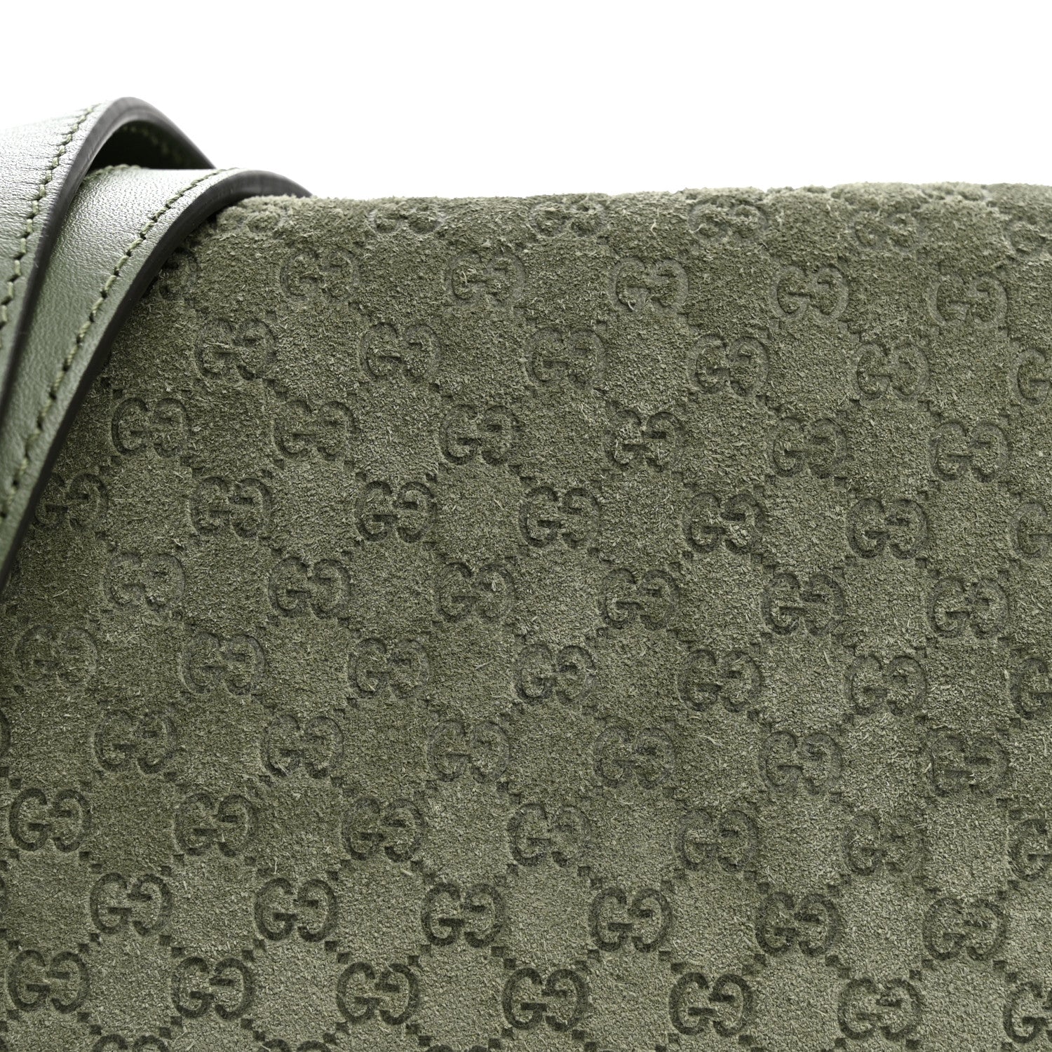 Gucci Suede GG Monogram Half Horsebit Mini Shoulder Bag Sage 8 of 10