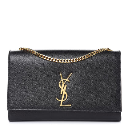 Saint Laurent Grain De Poudre Medium Classic Monogram Kate Satchel Black 1 of 14
