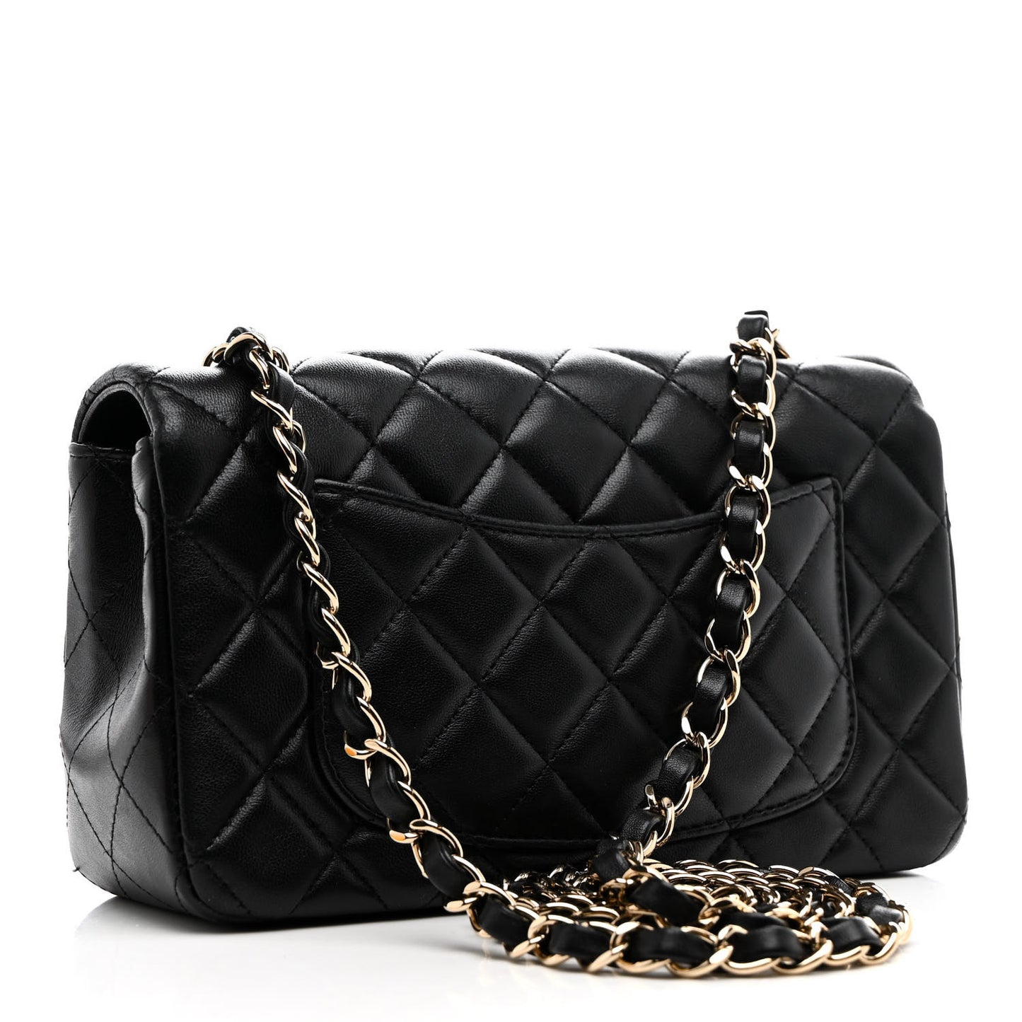 Lambskin Quilted Mini Rectangular Flap Black