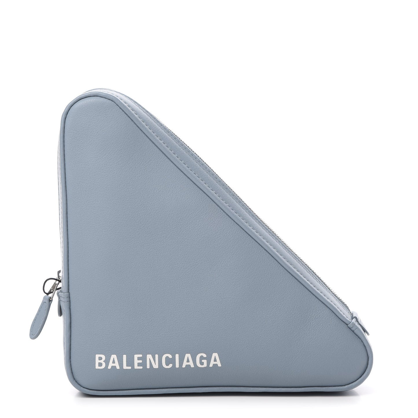 Shiny Day Calfskin Logo M Triangle Pouch Grey Blue White