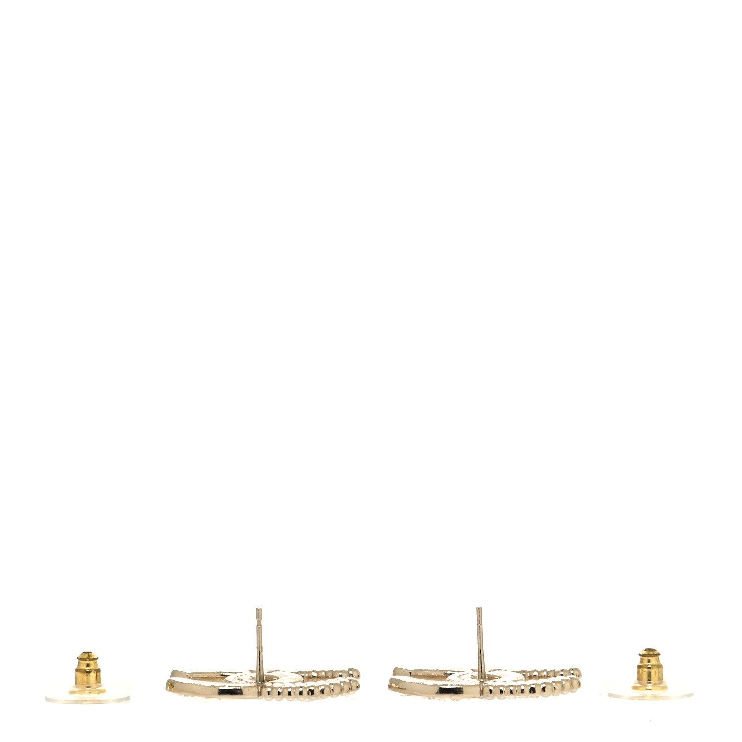 Chanel Pearl Crystal CC Stud Earrings Gold 3 of 4