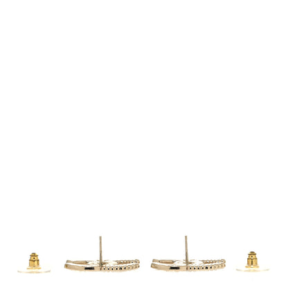 Chanel Pearl Crystal CC Stud Earrings Gold 3 of 4