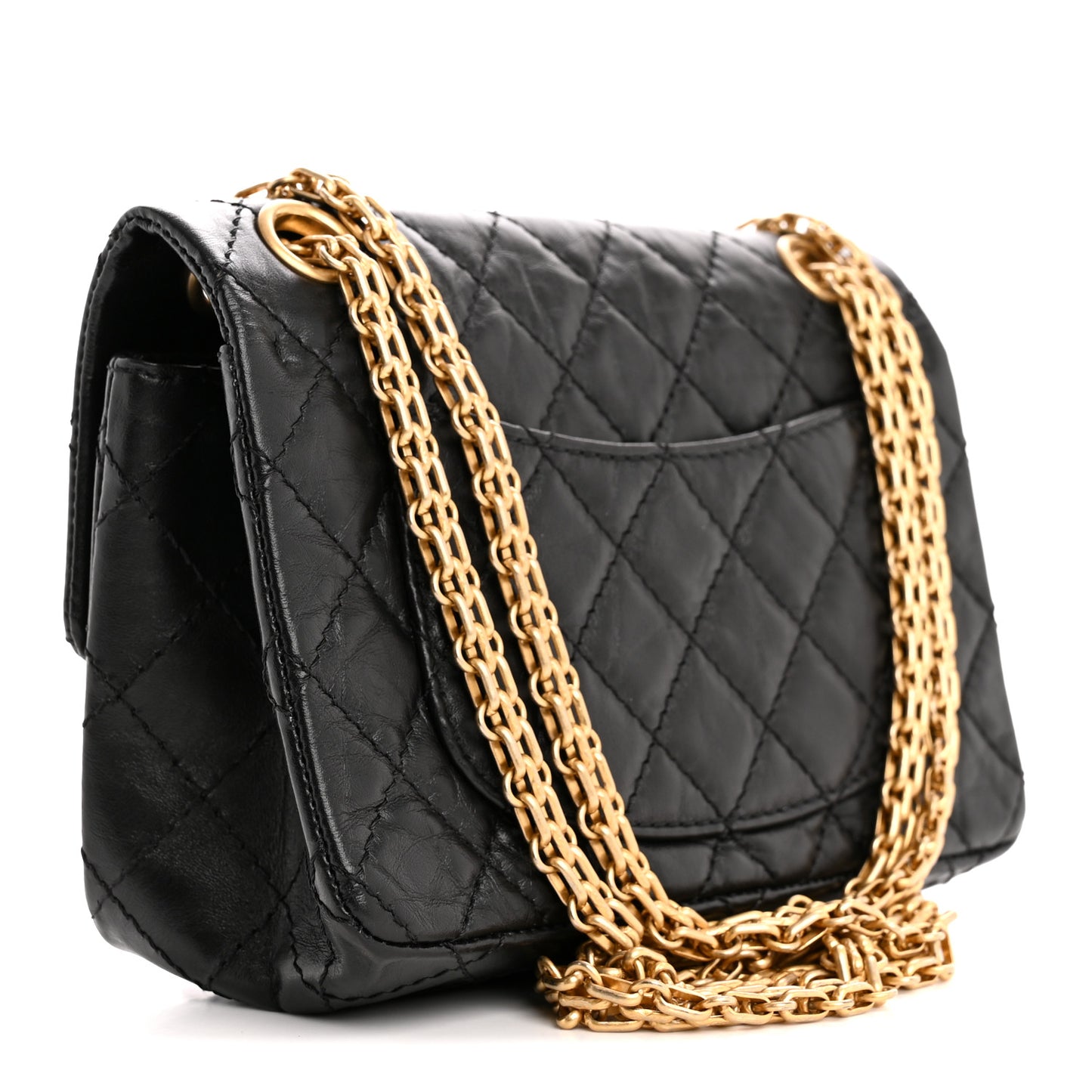 Aged Calfskin Quilted 2.55 Reissue Mini Flap Black