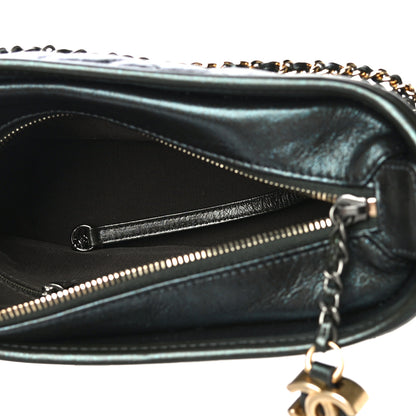Chanel Metallic Aged Calfskin Chevron Quilted Small Gabrielle Hobo Green 4 of 9