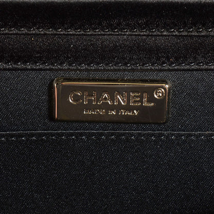 Chanel Satin Grosgrain Crystal Bow Convertible Clutch Black 6 of 7