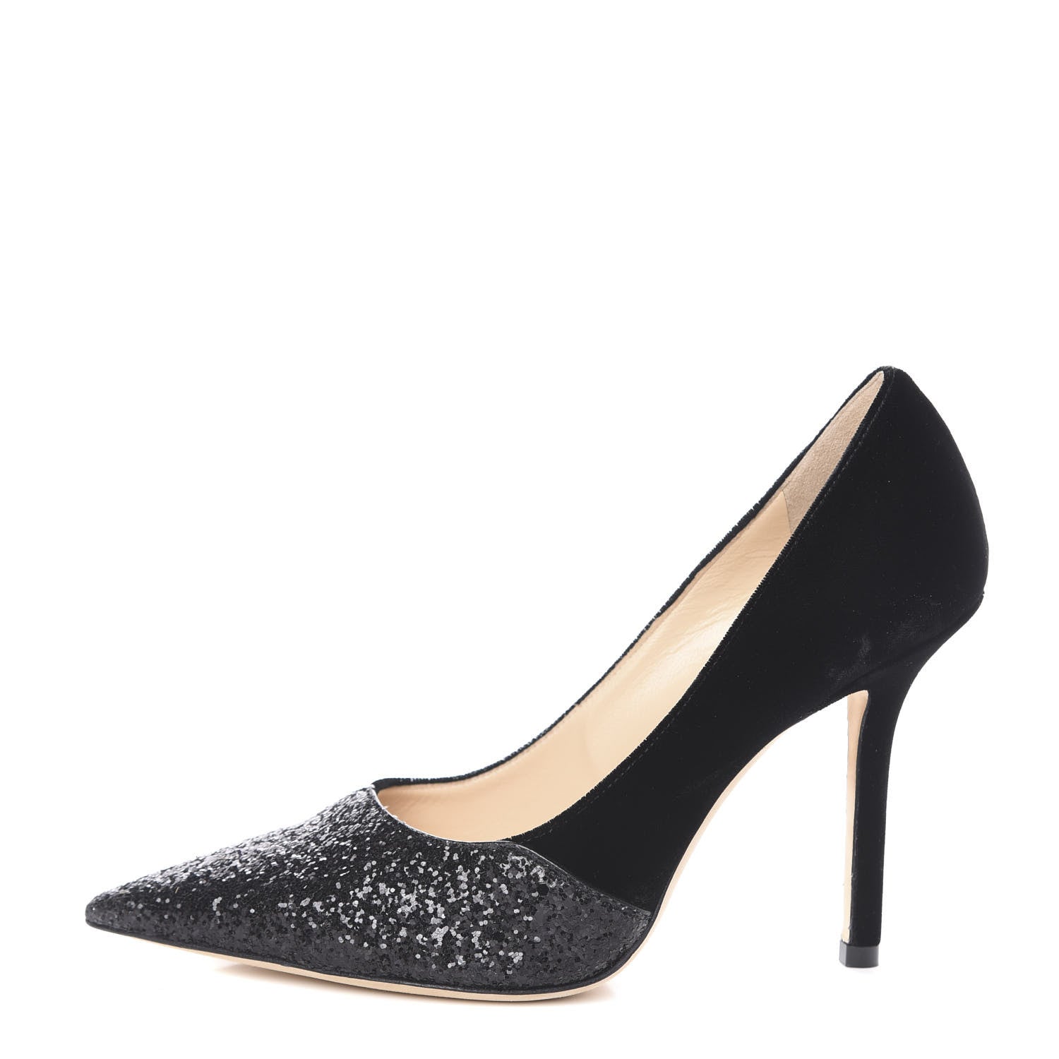 Jimmy Choo Velvet Glitter Love 100 Pumps 36.5 Black 1 of 9