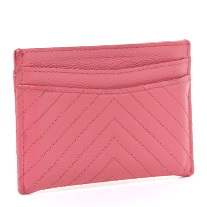 Chanel Caviar Chevron Quilted Card Holder Pink 3 of 16