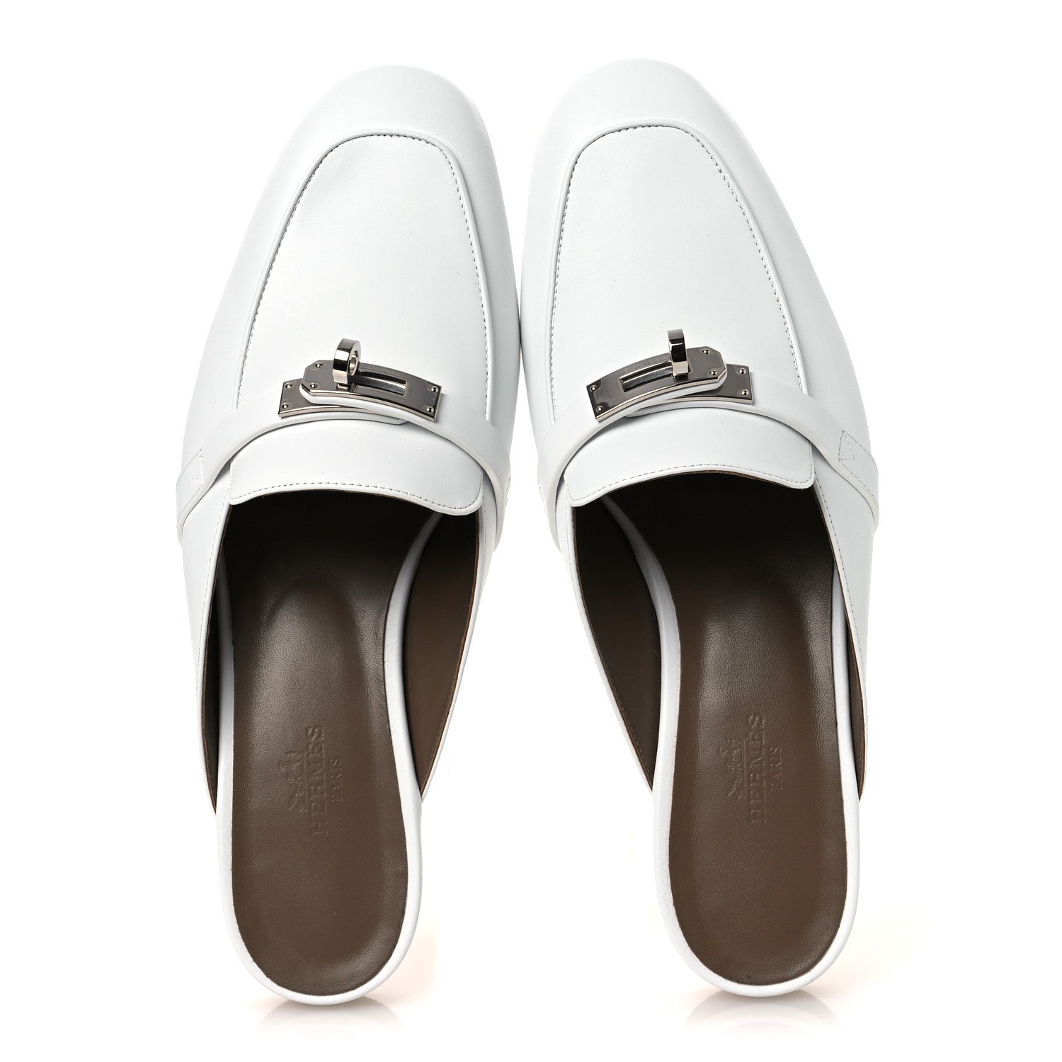 Hermes Calfskin Oz Mules 38 White 2 of 12