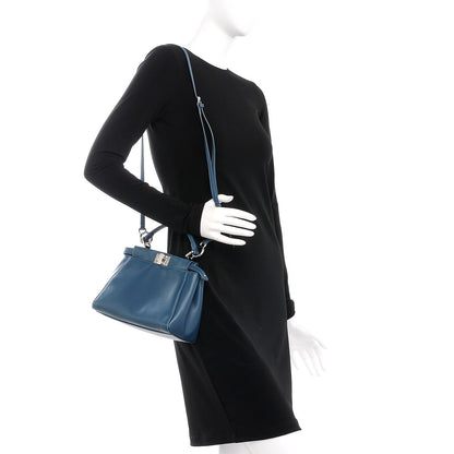 Fendi Nappa Mini Peekaboo Iconic Satchel Pavone 2 of 7