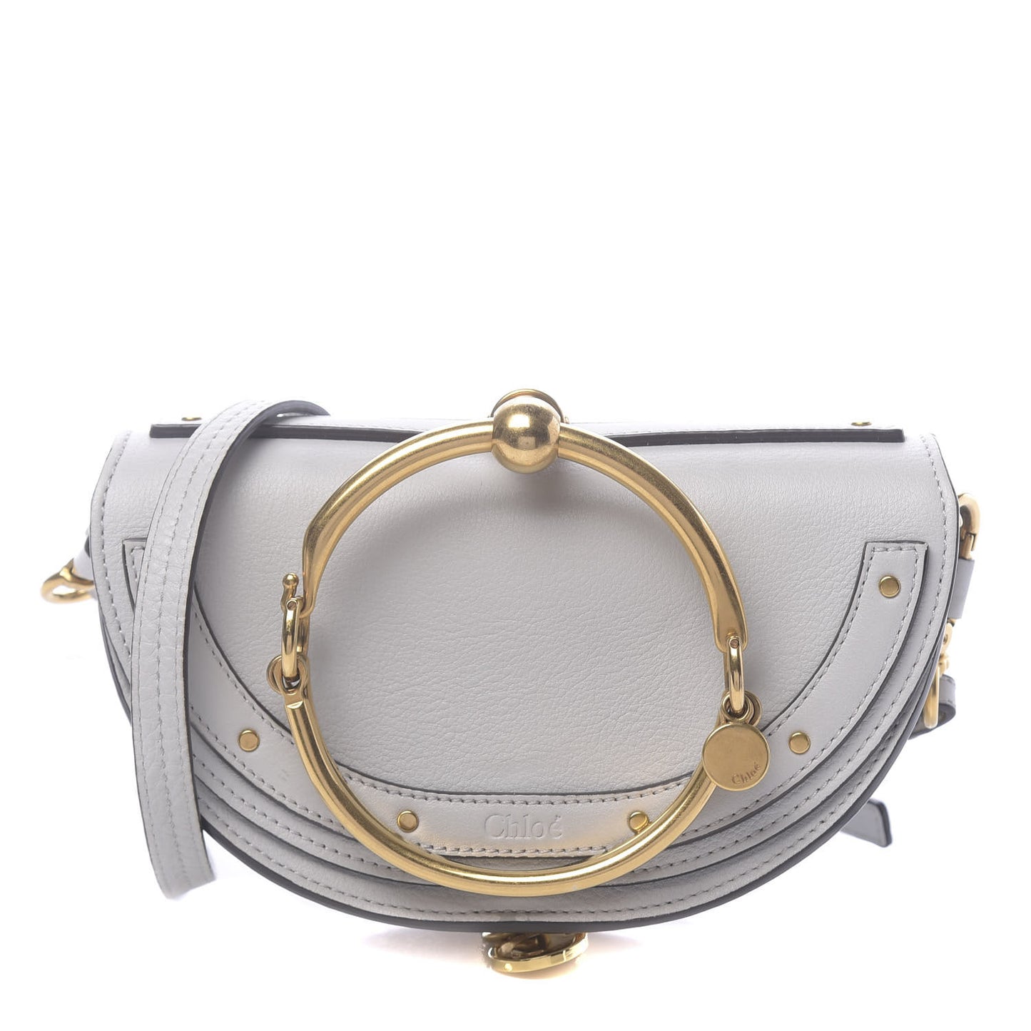 Calfskin Small Nile Bracelet Minaudiere Bag Airy Grey