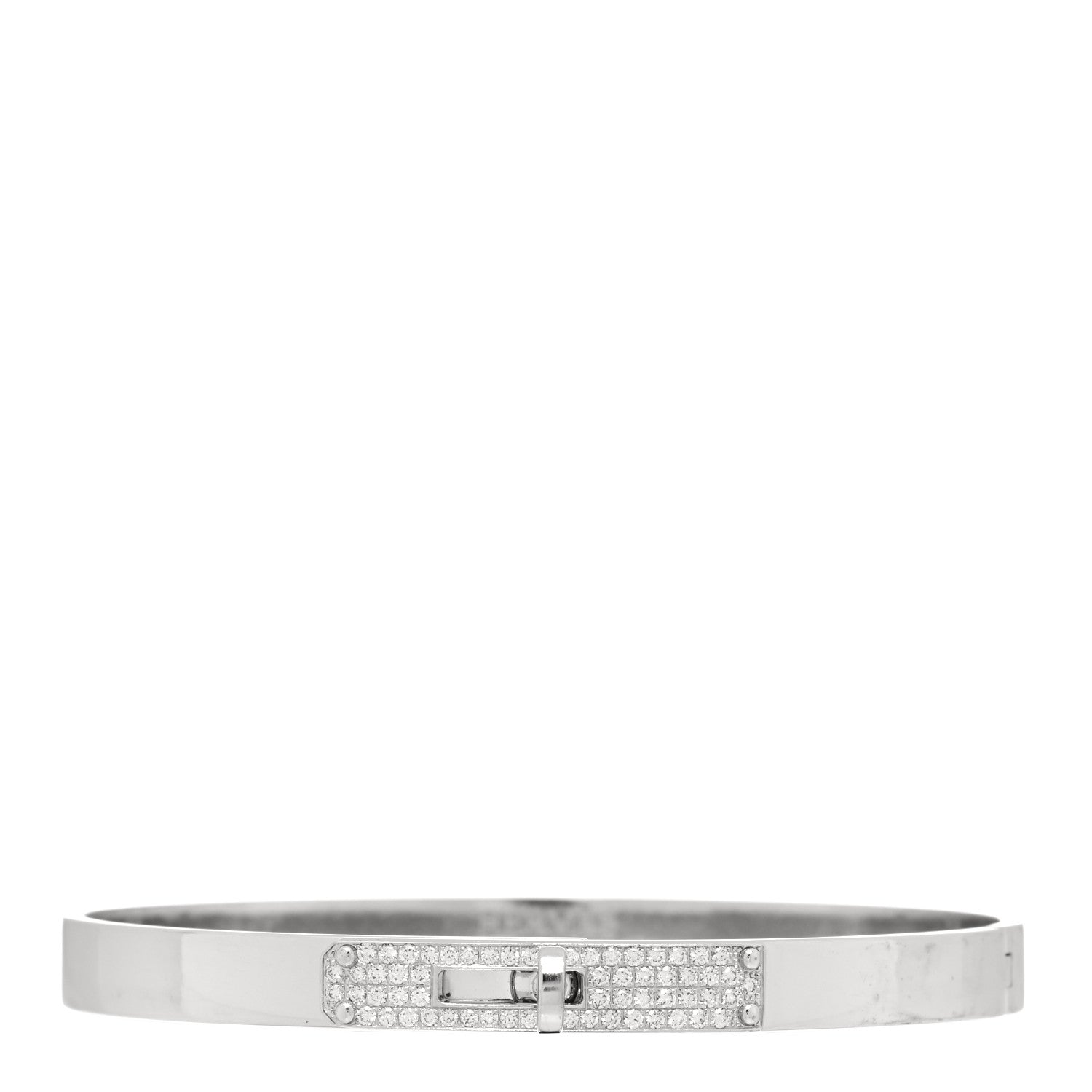 Hermes 18K White Gold Diamond PM Kelly Pave Bracelet SH 1 of 4