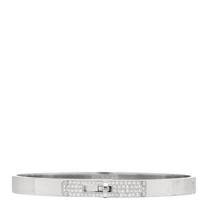 Hermes 18K White Gold Diamond PM Kelly Pave Bracelet SH 1 of 4