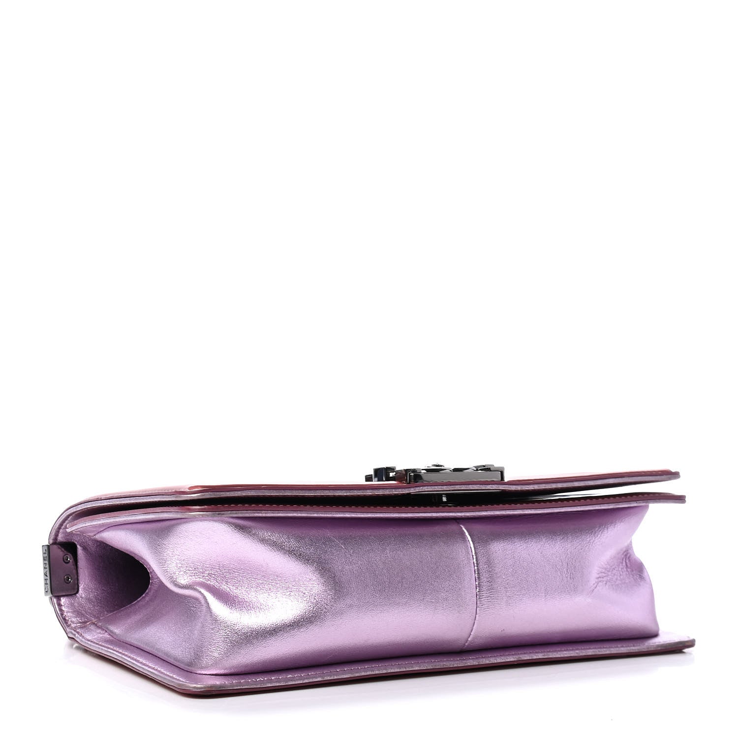 Chanel Metallic Patent Calfskin Quilted Medium Boy Flap Light Pink 3 of 7