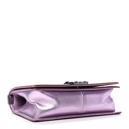 Chanel Metallic Patent Calfskin Quilted Medium Boy Flap Light Pink 3 of 7
