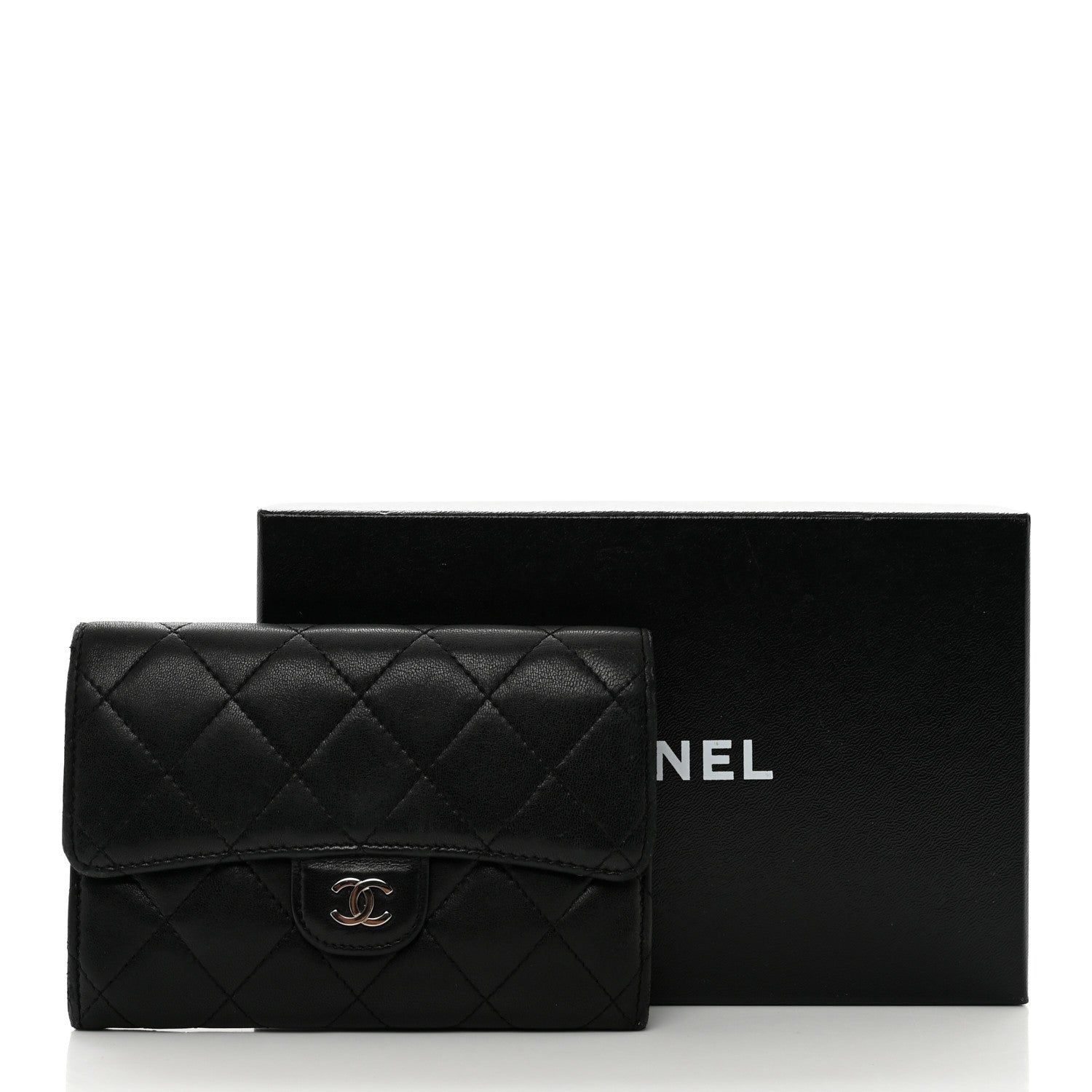 Chanel Lambskin Quilted Flap Card Holder Wallet Black 11 of 11