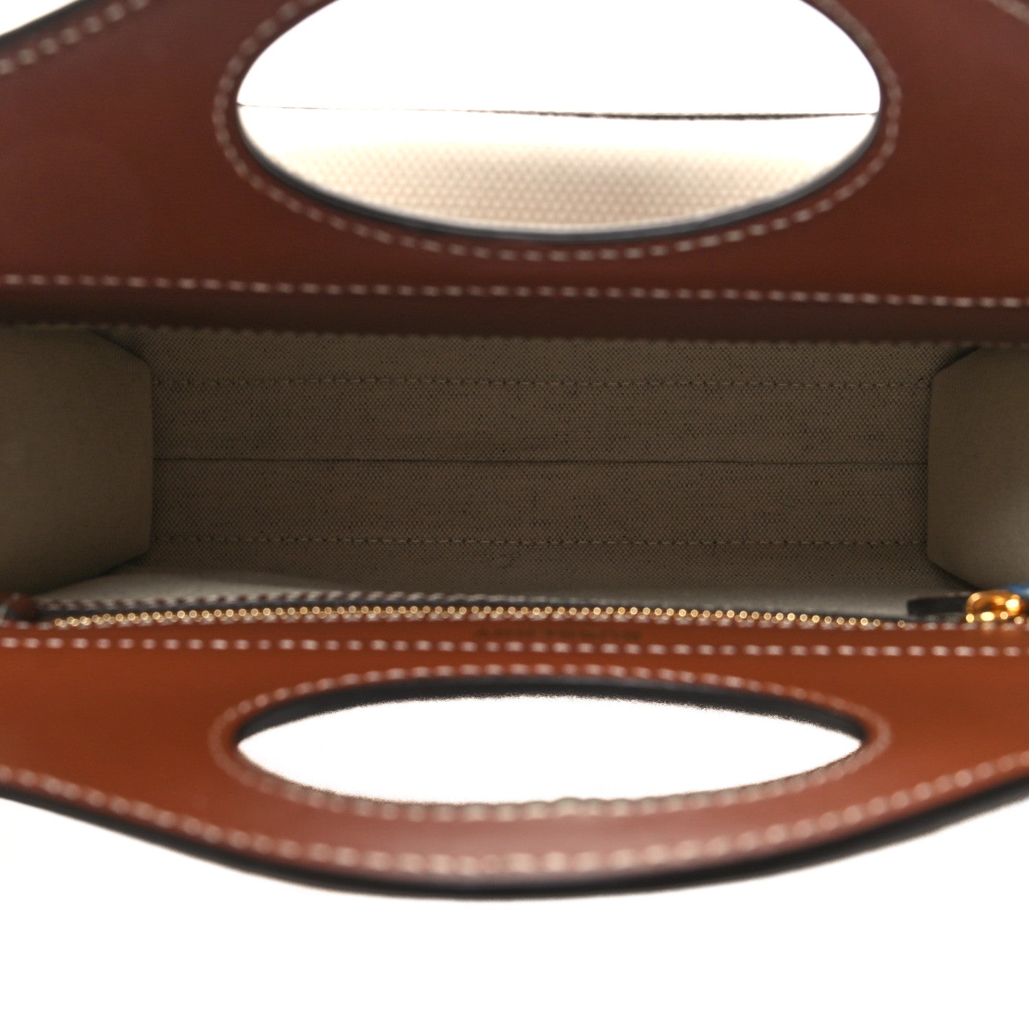 Burberry Canvas Smooth Calfskin Two Tone Mini Pocket Bag Natural Tan Fiery Red 5 of 9