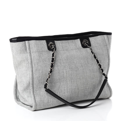 Chanel Woven Straw Raffia Small Deauville Tote Grey 3 of 10
