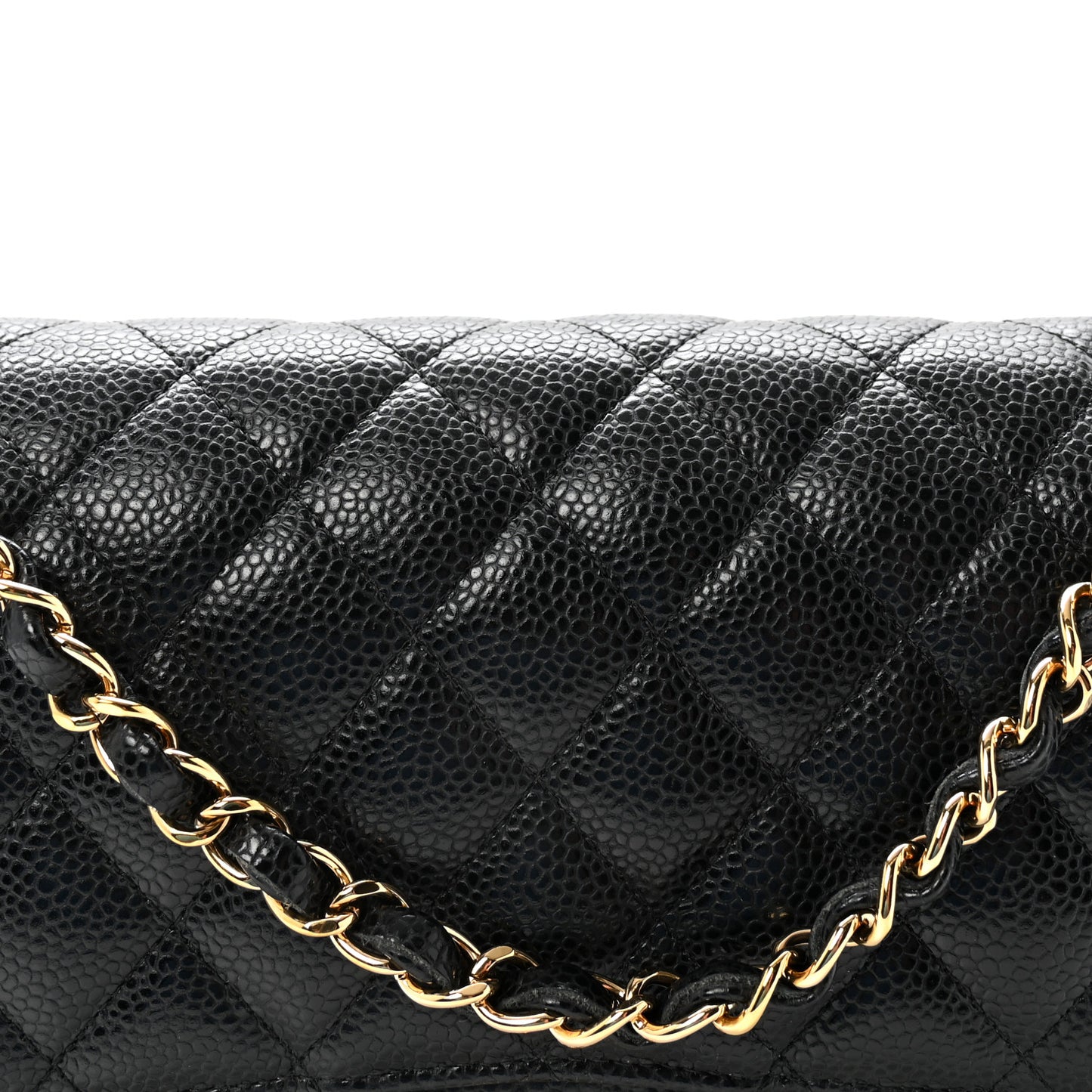 Caviar Quilted Medium Double Flap Black