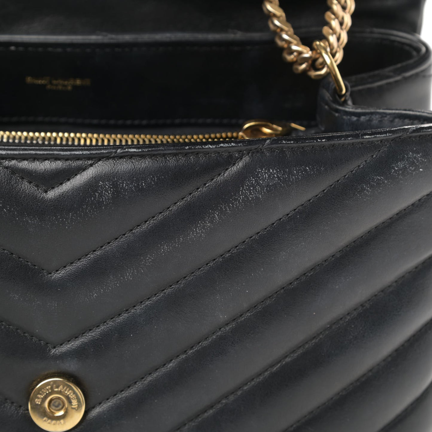 Calfskin Y Quilted Monogram Medium Loulou Chain Satchel Black