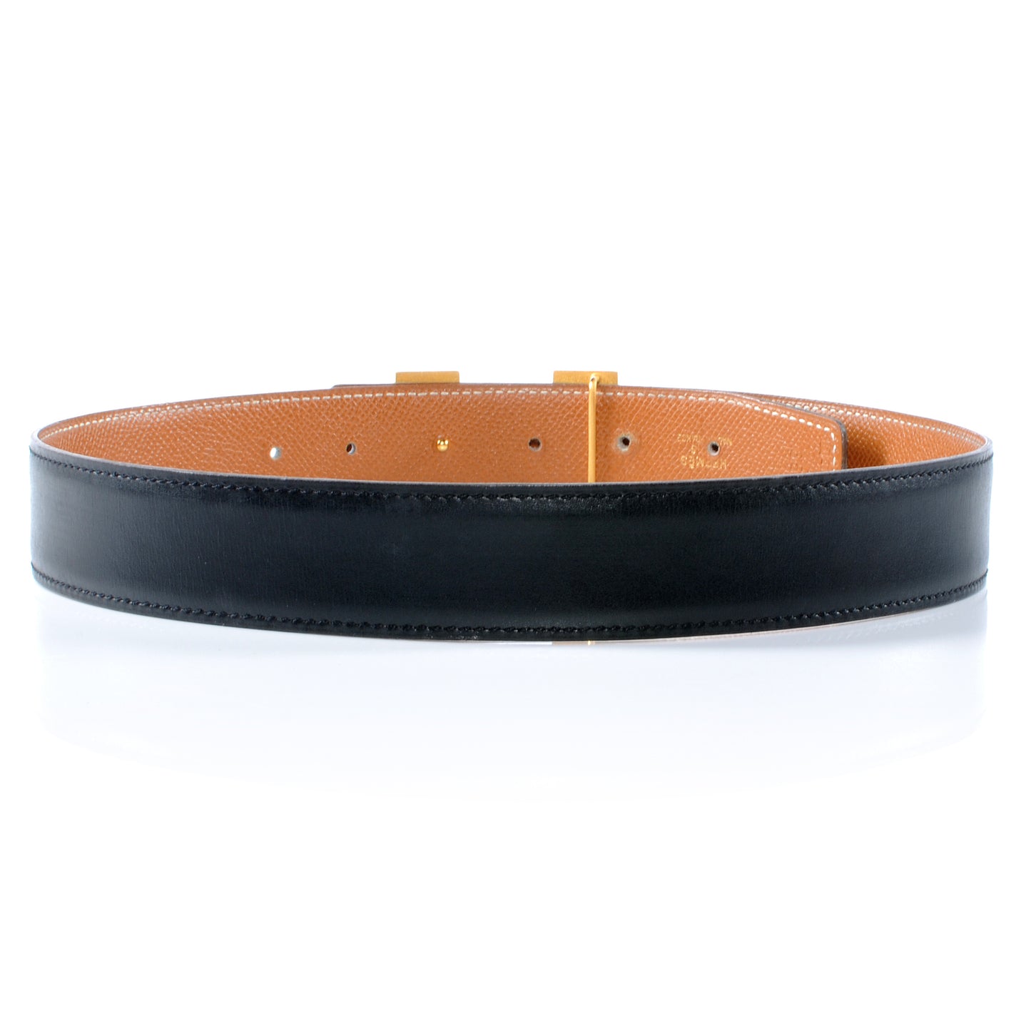 Box Courchevel 32mm H Belt 65 Black Gold