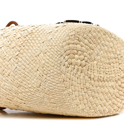 Loewe Calfskin Raffia Small Anagram Basket Tote Bag Natural Tan 8 of 9