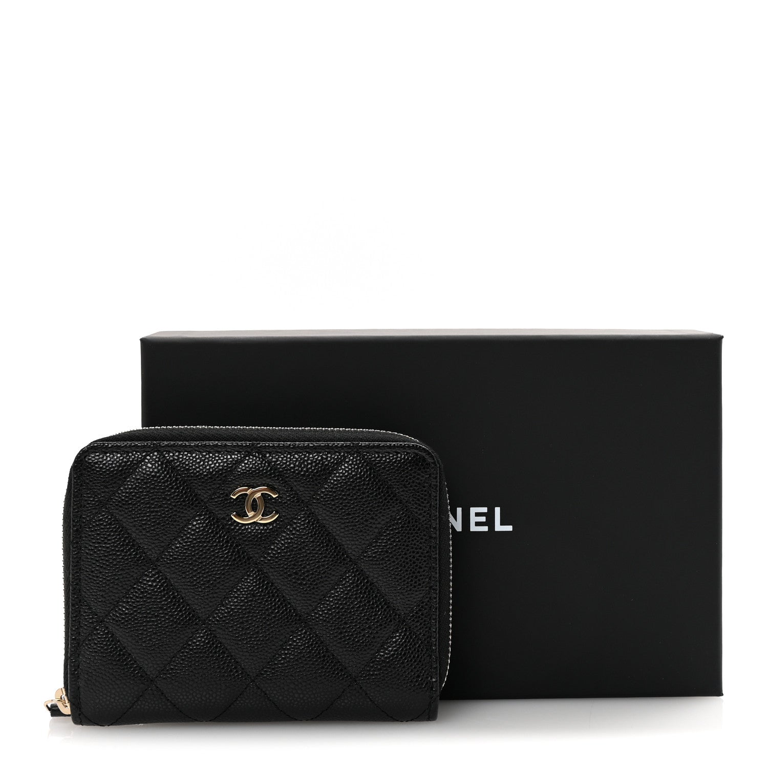 Chanel Caviar Quilted Small Zip Around Wallet Black 9 of 9