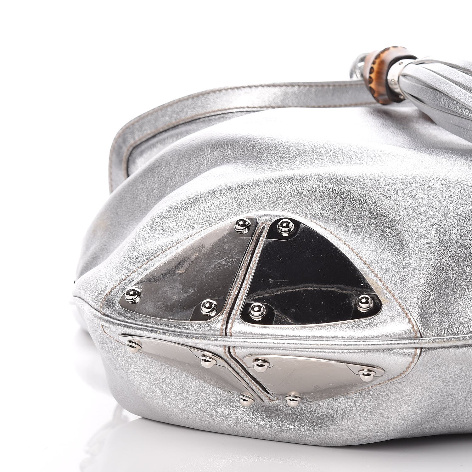 Gucci Metallic Calfskin Large Indy Top Handle Hobo Silver 8 of 9