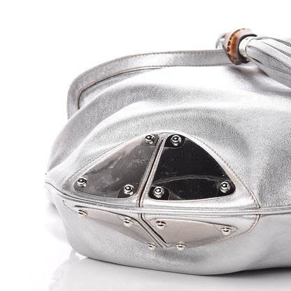 Gucci Metallic Calfskin Large Indy Top Handle Hobo Silver 8 of 9