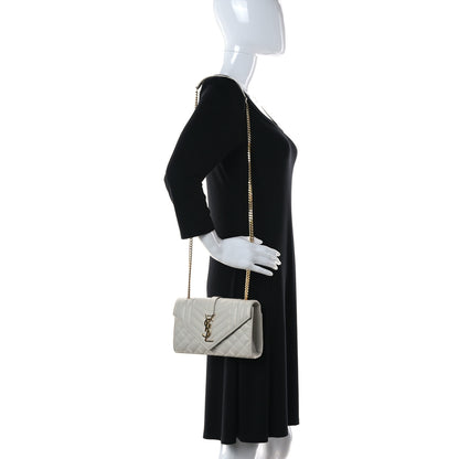 Saint Laurent Grain De Poudre Textured Mixed Matelasse Triquilt Small Monogram Satchel Crema Soft 2 of 16