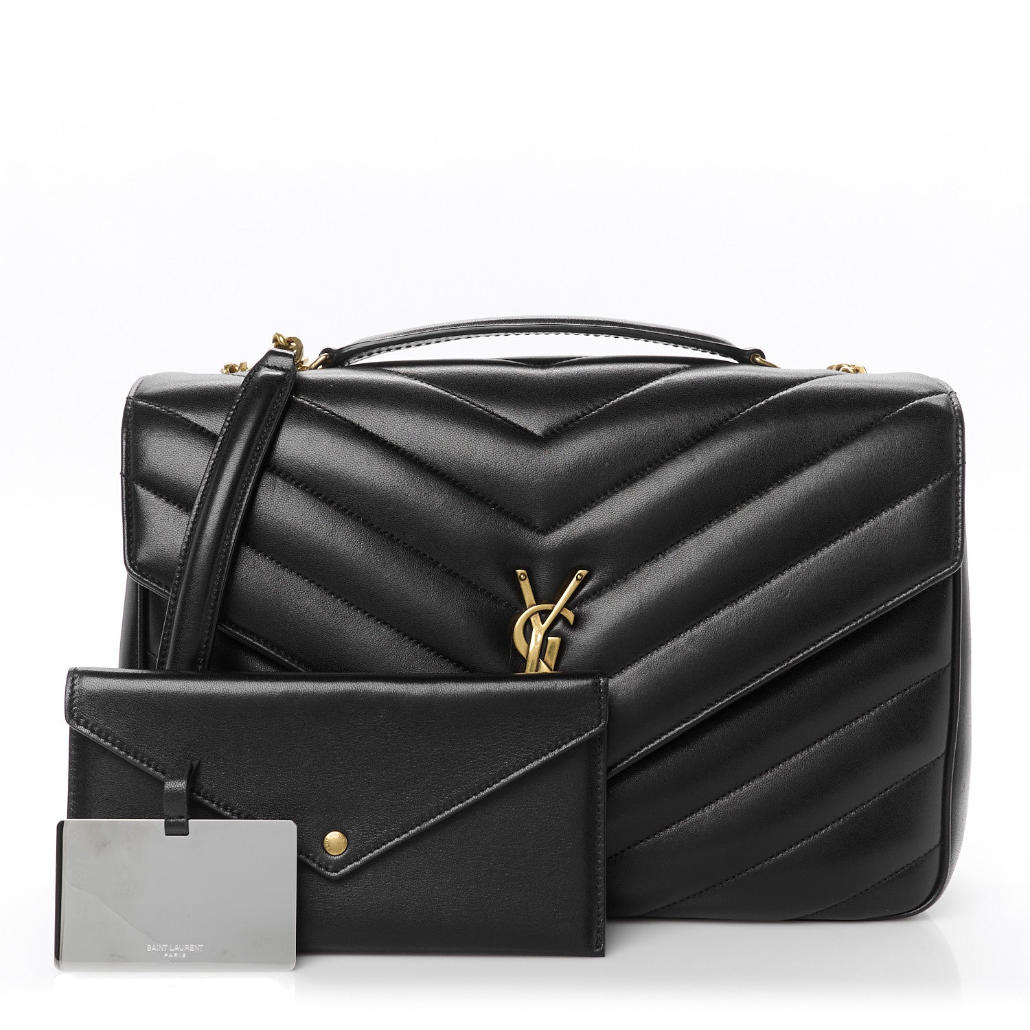 Saint Laurent Lambskin Chevron Quilted Large Loulou Black 3 of 13