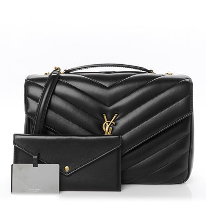Saint Laurent Lambskin Chevron Quilted Large Loulou Black 3 of 13