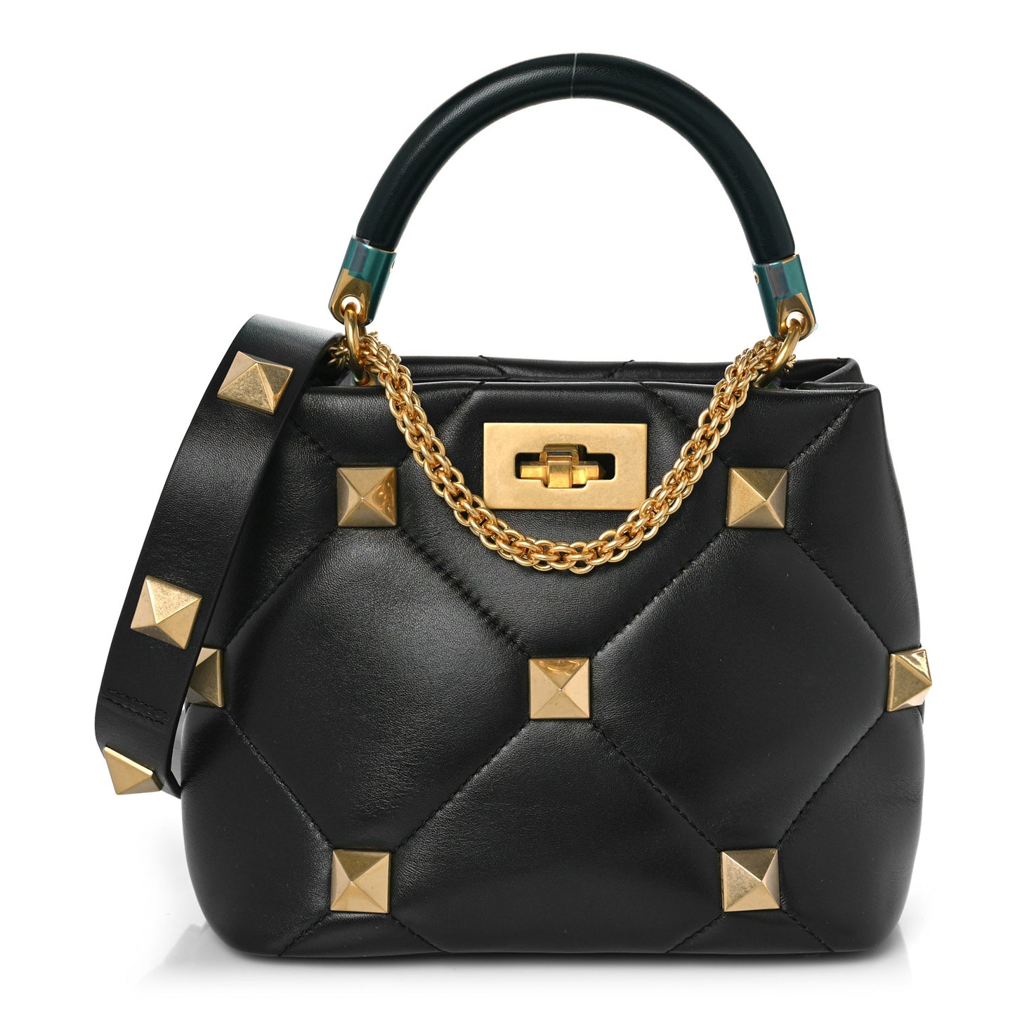Nappa Small Roman Stud The Handle Bag Black