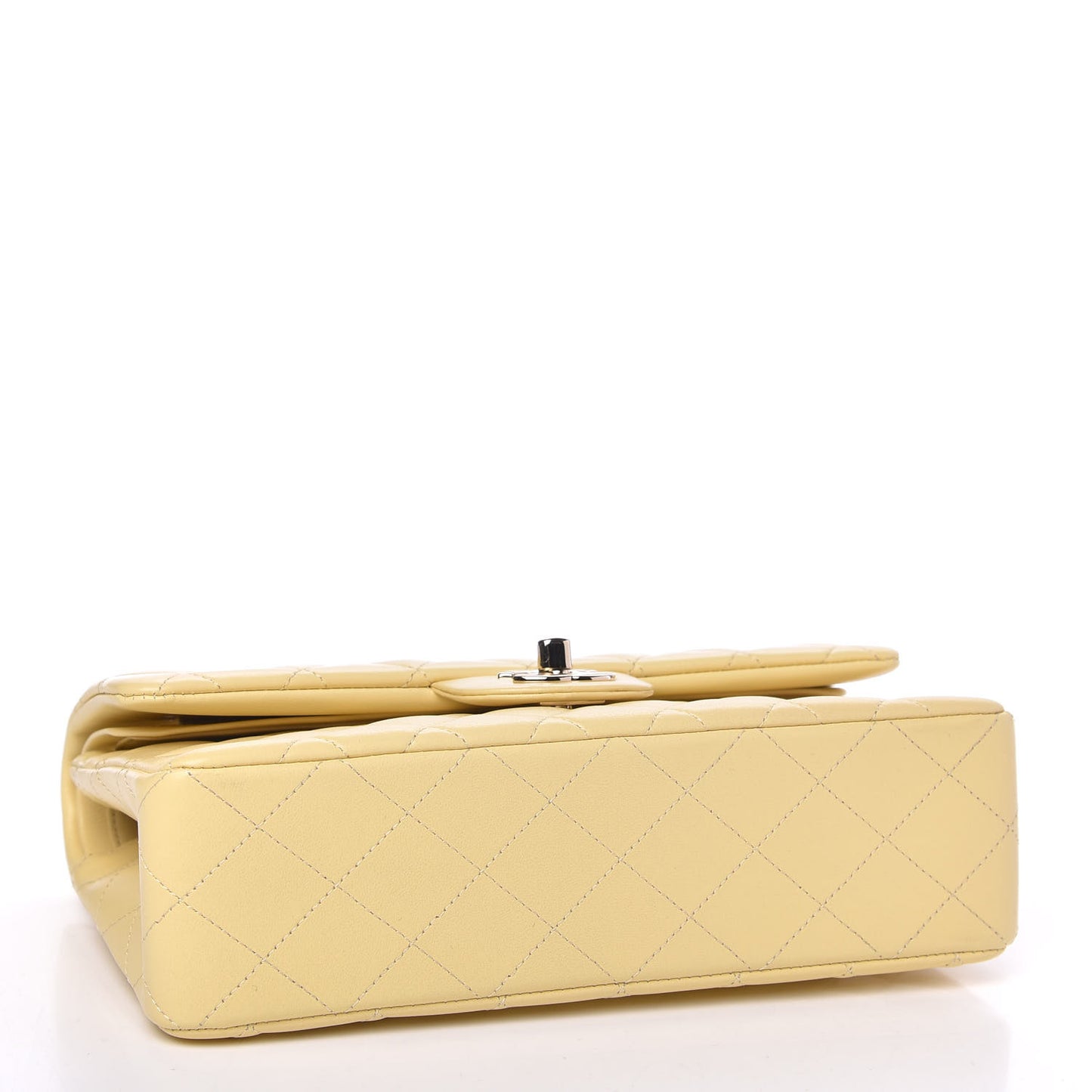 Lambskin Quilted Small Double Flap Yellow