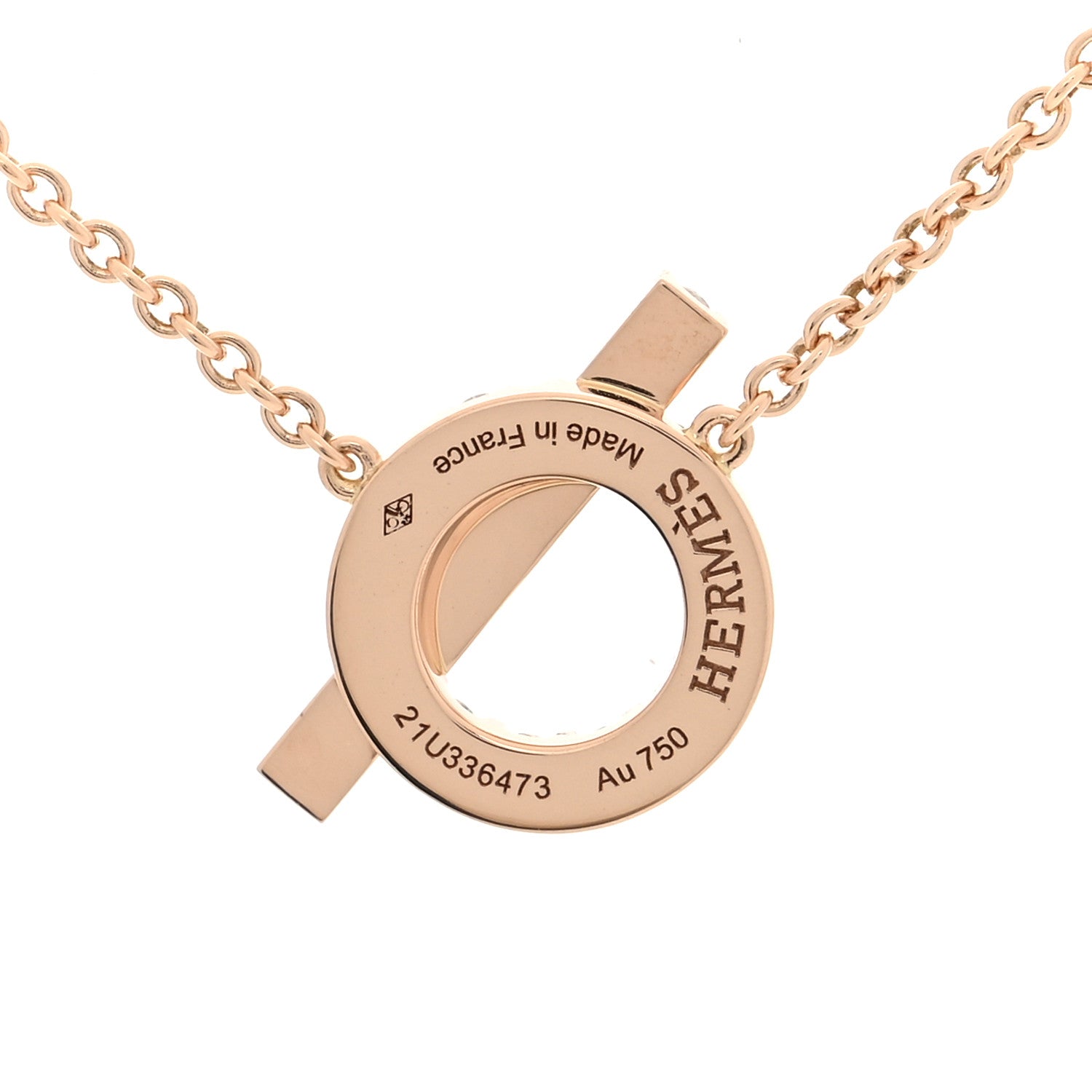 Hermes 18K Rose Gold Diamond Finesse Pendant Necklace 4 of 6
