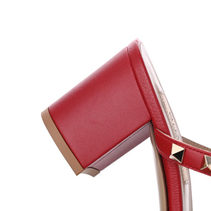 Valentino Garavani Calfskin Rockstud 60mm Caged Slide Sandals 37 Rosso Valentino 11 of 14