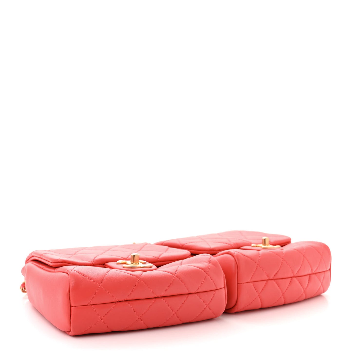 Lambskin Quilted Side-Packs Red