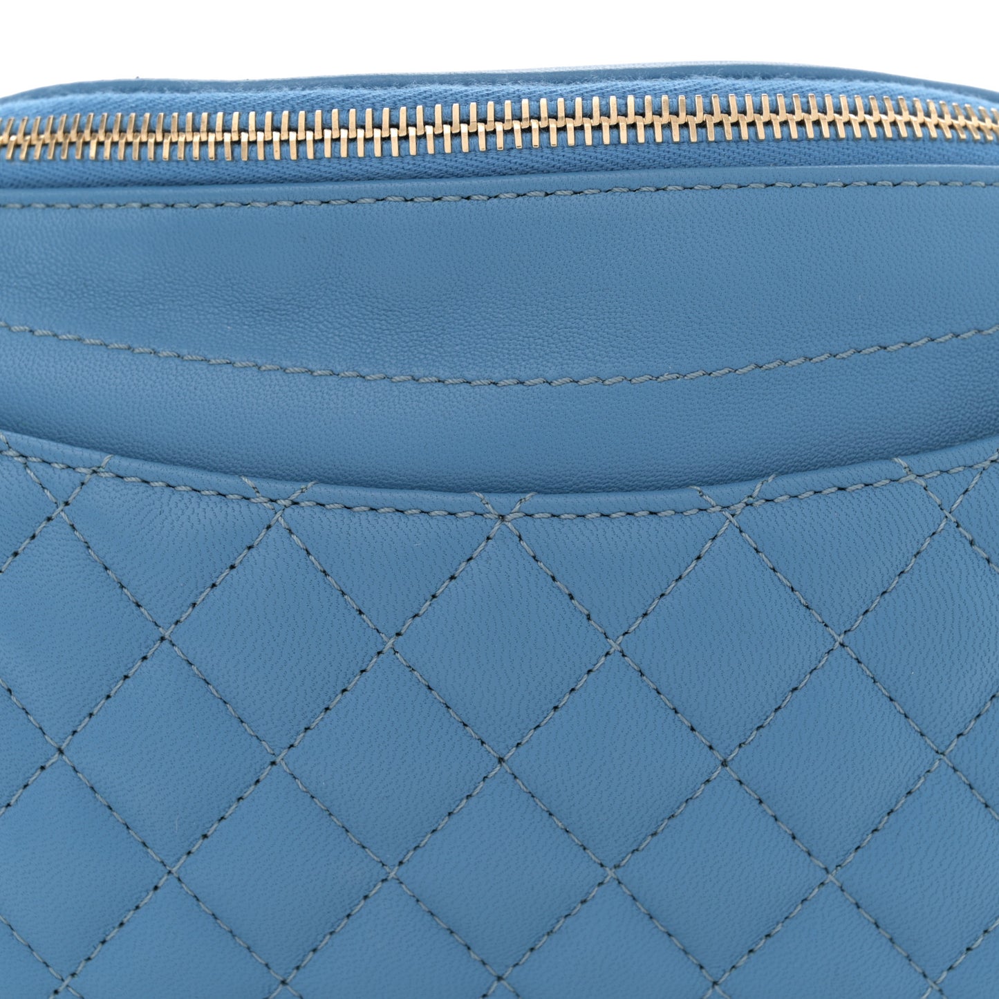 Crumpled Lambskin Quilted Waist Bag Fanny Pack Blue