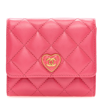 Chanel Lambskin Plexiglass Quilted Coco Love Compact Flap Wallet Pink 1 of 7