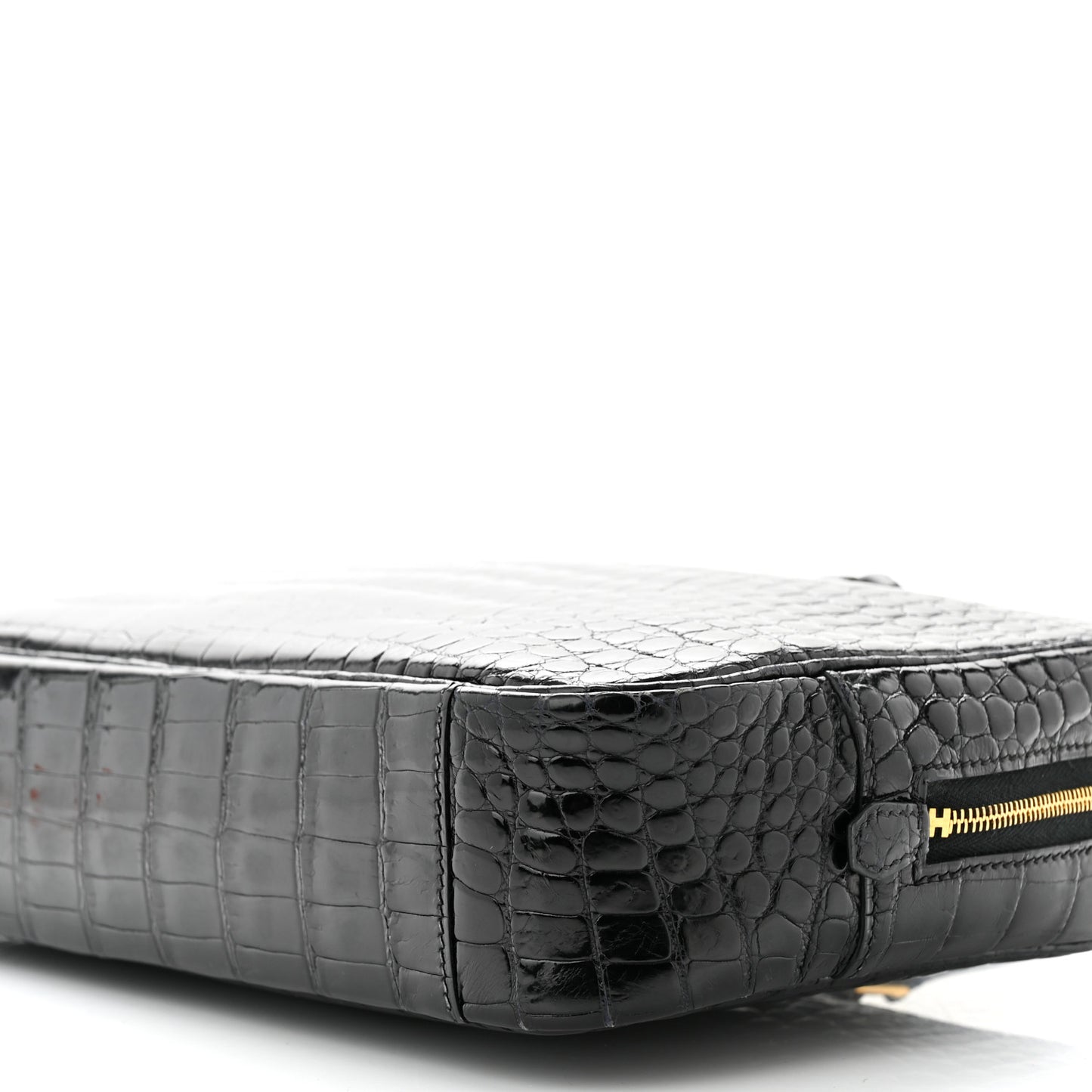 Shiny Porosus Crocodile Plume Elan 28 Black